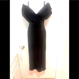 4-U DESIGN NEW YORK/ PARIS black bodycon middy cocktail dress! Evening LBD